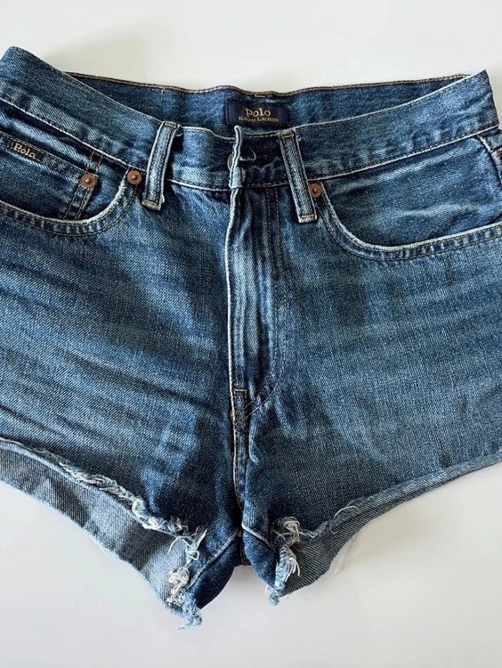 Polo Ralph Lauren Women’s Denim Cutoff Shorts – Frayed Hem Side Slits